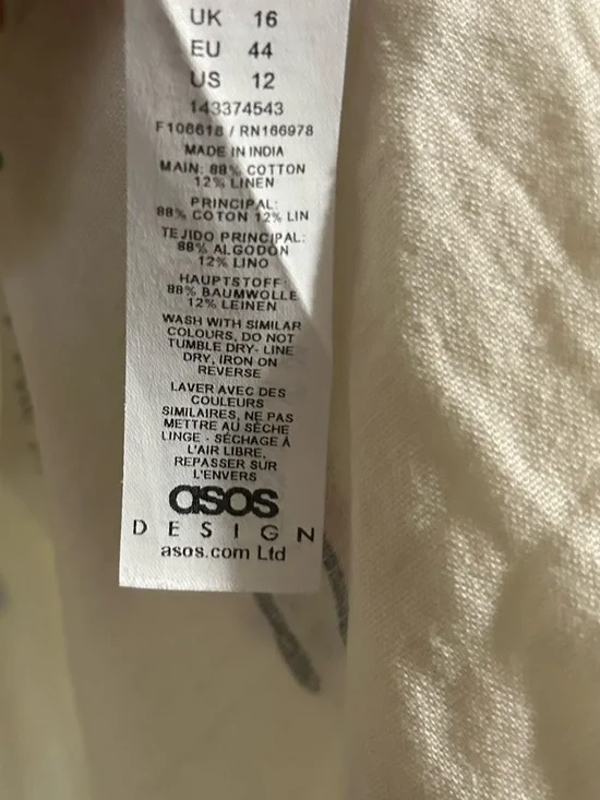 ASOS Sleeveless Cream Printed Drop-Waist Mini Dress SZ 12 - Picture 10 of 11